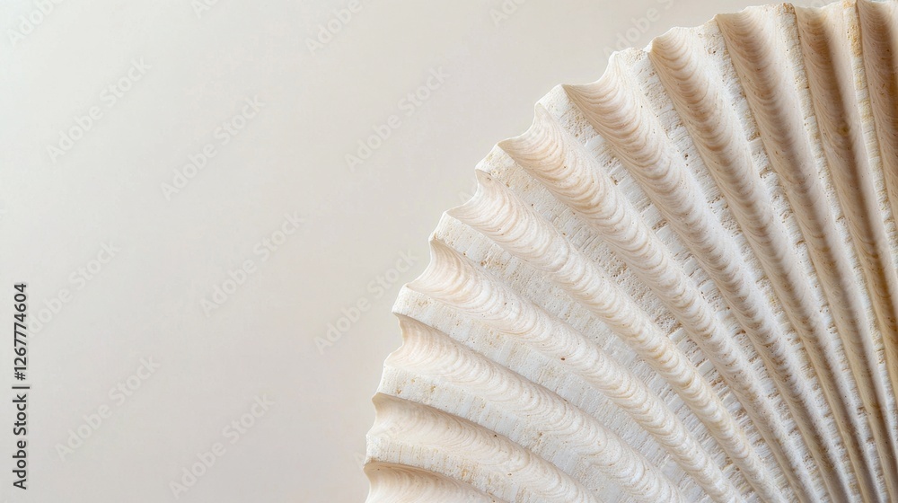 Poster detailed close-up of seashell surface with visible grooves and textured patterns for artistic and na