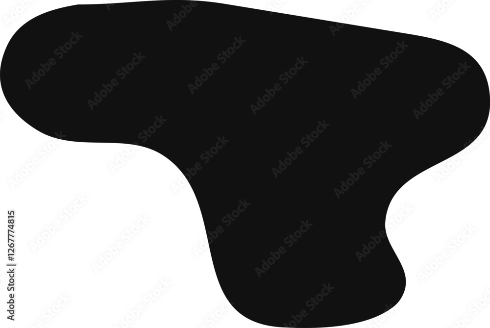 Aufkleber minimal black irregular rounded blob shape on a plain white background, perfect for graphic design p