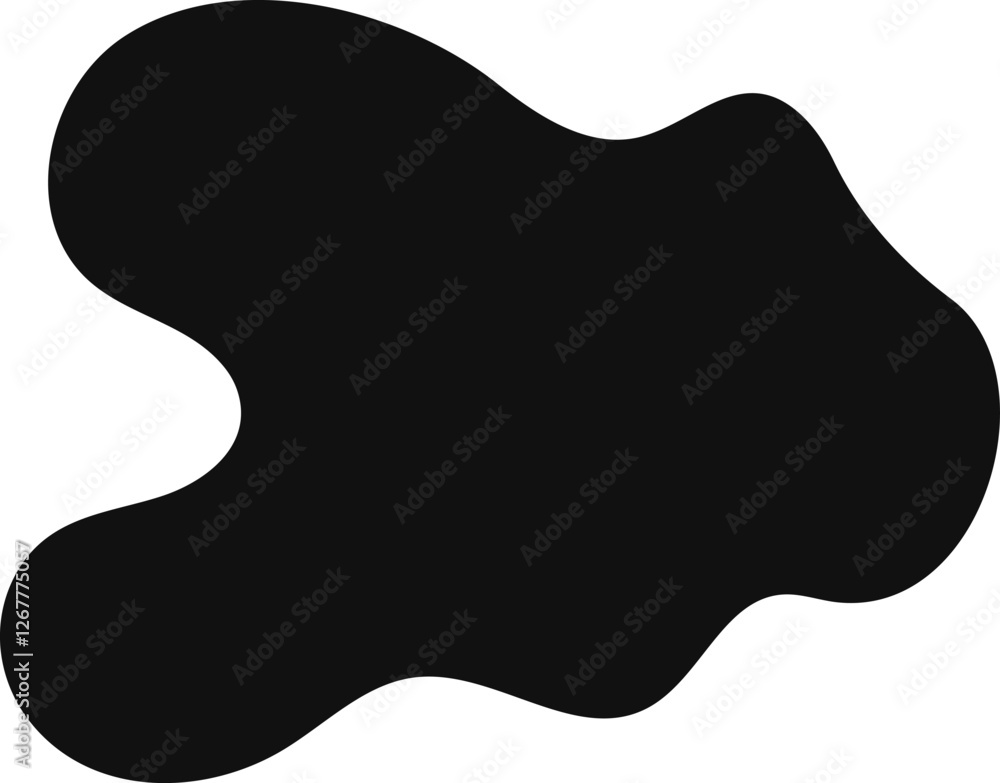 Poster black organic shape flowing with smooth edges, isolated against a white background, evoking a sense 