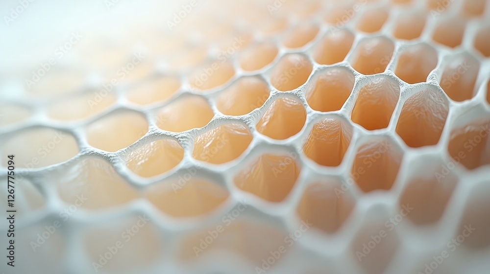 Poster intricate texture of honeycomb structures showcasing individual hexagons and natural patterns of bee