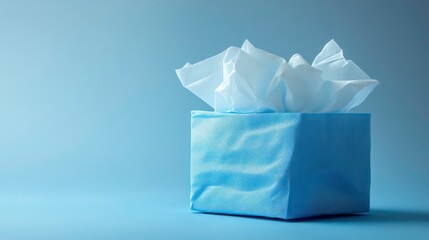 Light Blue Tissue Box, Simple Gift, Blue Background, Elegant Presentation