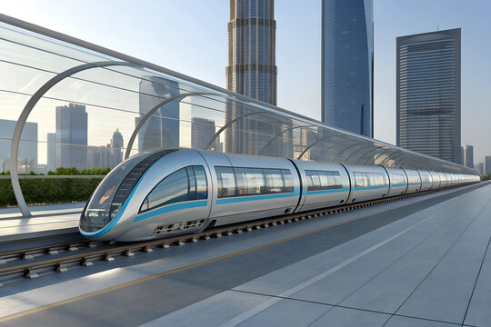 Hyperloop high-speed vacuum train, futuristic transportation system
