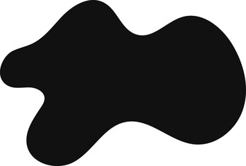 Abstract black organic blob shape flowing on a white background, creating a dynamic and fluid composition with a sense of movement and energy, suitable for various design and artistic projects