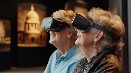 Seniors Enjoying Virtual Reality Experience Together
