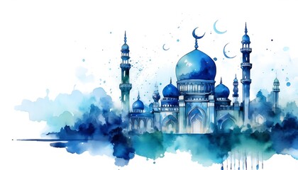 Elegant Ramadan Kareem Islamic Backgrounds with Lanterns, Crescent Moons, Mosques, and Ornate Gold Patterns - Perfect for Holy Month Festivities, Spiritual Designs, and Stock Photography