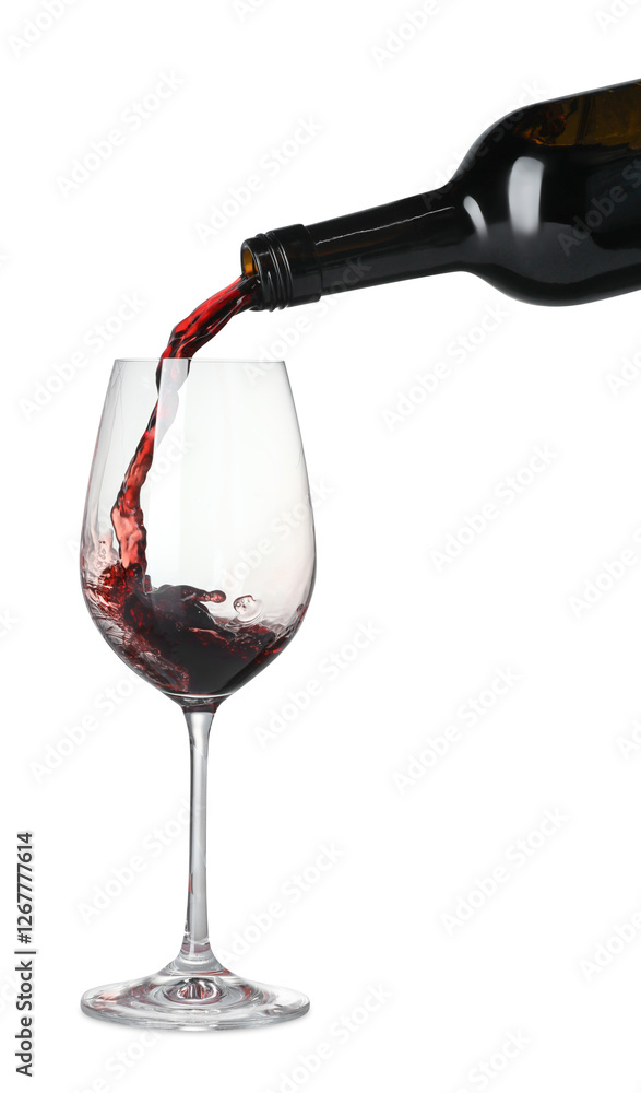 Canvas Prints Pouring wine into glass on white background