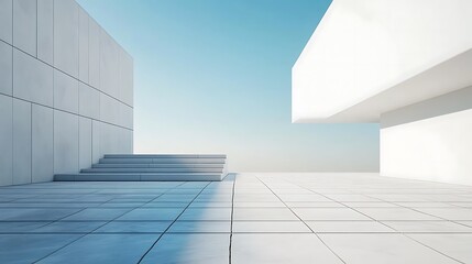 Obraz premium Minimalist Architectural Design Featuring Steps and Walls