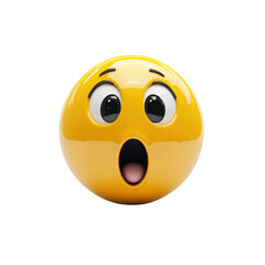 3D Render of a Surprised Emoticon with Wide Eyes and Open Mouth