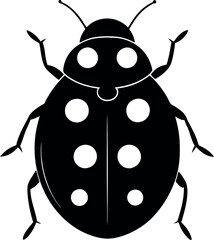 Ladybug Black Silhouette – Minimalistic Vector Illustration of a Cute and Simple Monochrome Insect, Perfect for Logos, Prints, T-Shirts, Stickers, Posters, Nature Art, and Modern Graphic Designs