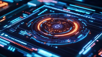 Obraz premium Holographic digital horoscope chart glowing in a high-tech AI interface