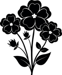 Black Silhouette of a Flower – Minimalist Vector Illustration Featuring Elegant Floral Art, Perfect for Logos, Prints, T-Shirts, Stickers, Tattoos, Wall Art, Decorative Designs, and Nature-Inspired Gr
