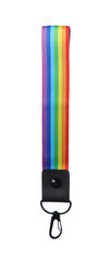 One keychain in LGBT colors on white background