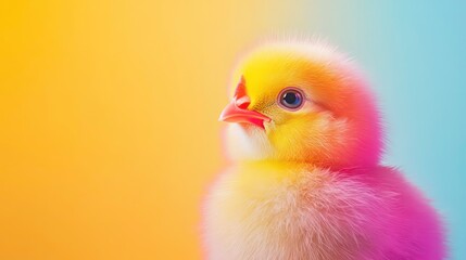 Colorful chick, vibrant colors, studio shot, possible use for children's books
