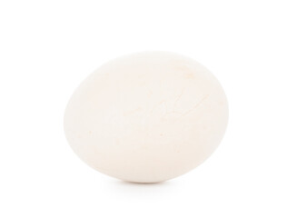 One egg with cracked shell isolated on white