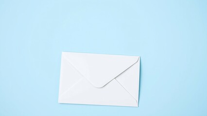 Blank White Envelope on Light Blue Background - Minimalist Stationery Mockup