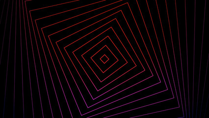  Red and black abstract geometric rotating squares pattern background 4k