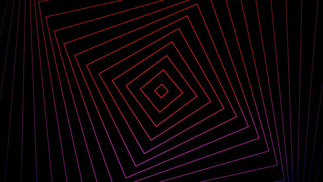  Red and black abstract geometric rotating squares pattern background 4k