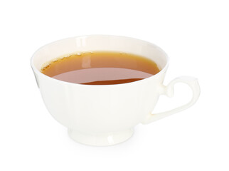 Aromatic turmeric tea in cup isolated on white