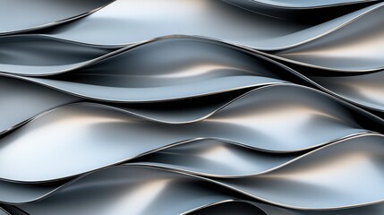 Creative Gradient and Artistic Blend on Solid Background. Textured waves of metallic material in shades of silver and gray.