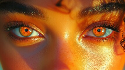 The gaze of amber colored eyes