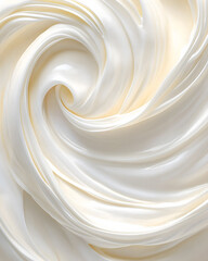 Close-up of white cream surface. AI generated illustration. Round twist