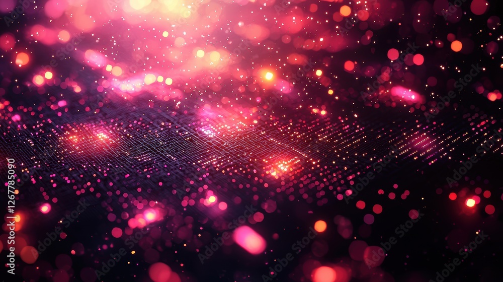 Poster abstract colorful bokeh background with shimmering lights and patterns.