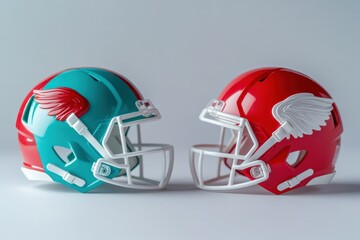 Fototapeta premium Football Helmets Face Off