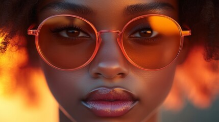 Fashionable face under orange filter © yh