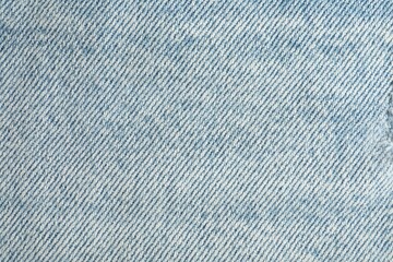 Texture of light blue jeans as background, top view