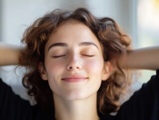 Fototapeta premium woman Relaxing with Hands Behind Head
