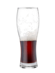 Half full glass of beer isolated on white