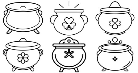 St.Patrick's Day cauldron Coloring Page Printable Line Art Drawing