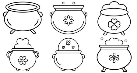 St.Patrick's Day cauldron Coloring Page Printable Line Art Drawing