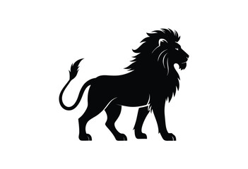 Lion silhouette vector on white background