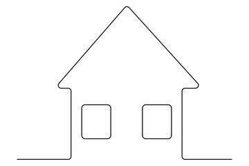 House continuous one line drawing of house icon Isolated on white background vector illustration