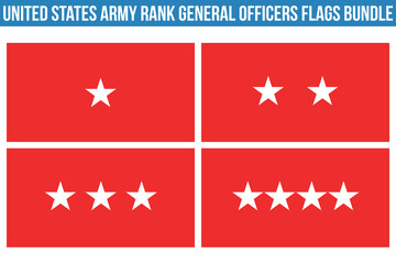 United States Army Rank General Officers Flags Bundle Vector Illustration Premium Quality