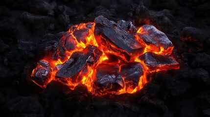 Molten rocks glowing brightly