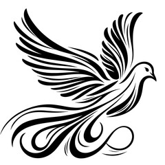 Obraz premium Tribal dove flying vector illustration