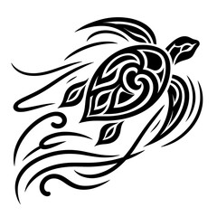 Obraz premium Tribal sea turtle swimming vector illustration