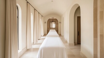 Elegant Spa Corridor with Massage Tables