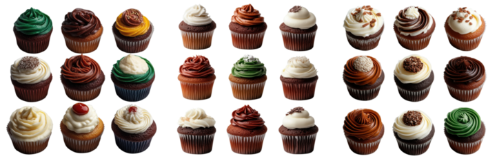 Delicious cupcake display bakery on transparent background