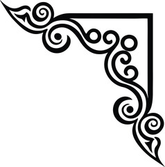 Traditional Tribal Corner Pattern in Black vector illustration
