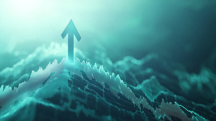 Arrow Rising from Mountains Symbolizing Progress

