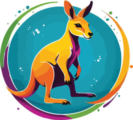 Colorful Kangaroo vector design, Kangaroo logo and icon Design, Kangaroo vector design