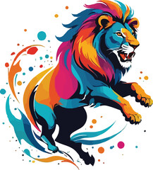 Lion Illustration vector design, Lion logo and icon Design, Colorful Lion vector design