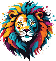 Colorful Lion Head vector design, Lion logo and icon Design, Lion Illustration vector design