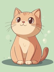 Cute sitting cat vector illustration in a kawaii cartoon style. Adorable chubby kitty with big eyes and smooth outlines. Perfect for stickers, prints, and children’s designs