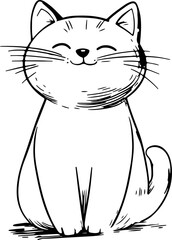 Cute sitting cat vector illustration in a kawaii cartoon style. Adorable chubby kitty with big eyes and smooth outlines. Perfect for stickers, prints, and children’s designs