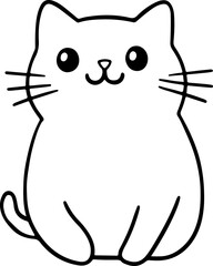 Cute sitting cat vector illustration in a kawaii cartoon style. Adorable chubby kitty with big eyes and smooth outlines. Perfect for stickers, prints, and children’s designs