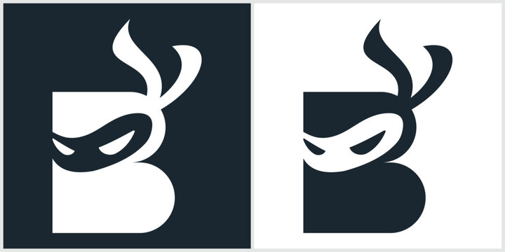 Ninja leter B Logo Design Vector Icon Symbol Illustrations.